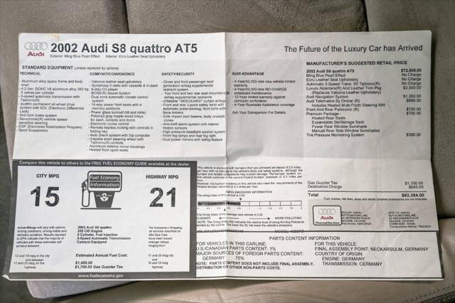 used 2002 Audi S8 car, priced at $35,200