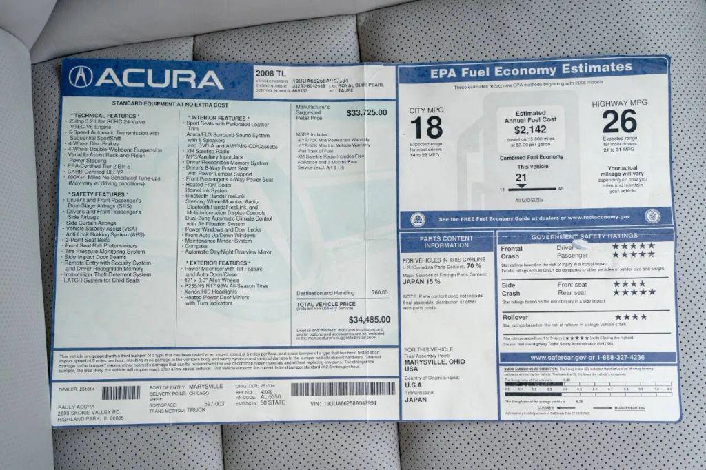 used 2008 Acura TL car, priced at $14,990