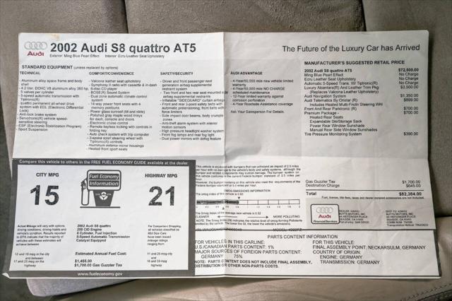 used 2002 Audi S8 car, priced at $43,850