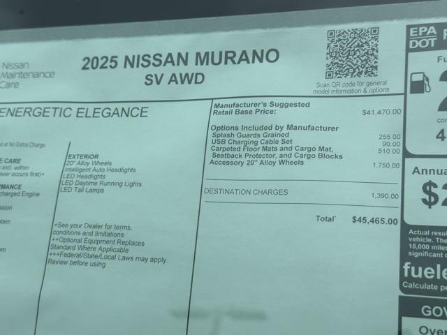 new 2025 Nissan Murano car, priced at $41,346