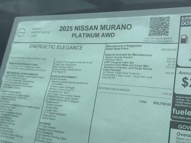 new 2025 Nissan Murano car, priced at $47,134