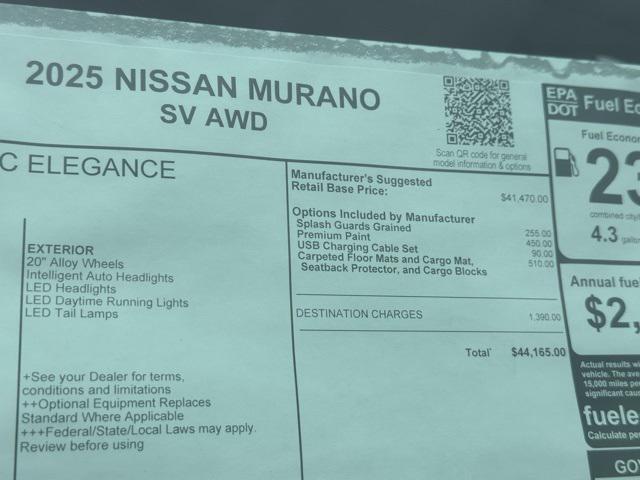 new 2025 Nissan Murano car, priced at $40,452