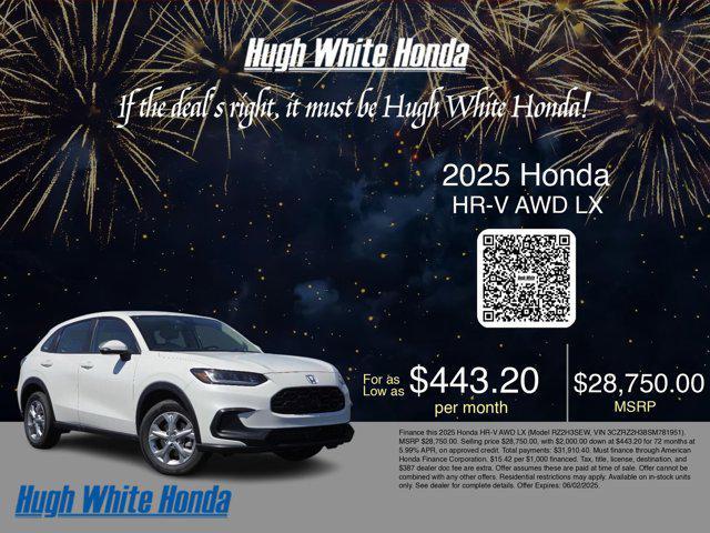 new 2025 Honda HR-V car, priced at $28,750