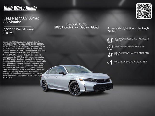 new 2025 Honda Civic Hybrid car, priced at $33,555