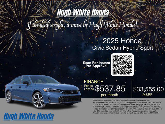 new 2025 Honda Civic Hybrid car, priced at $33,555
