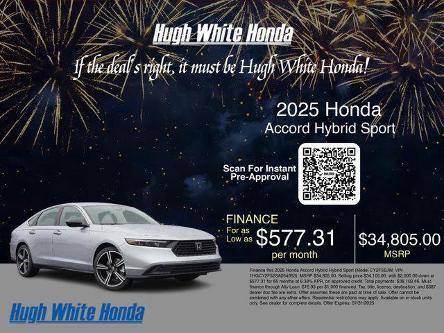 new 2025 Honda Accord Hybrid car, priced at $34,105