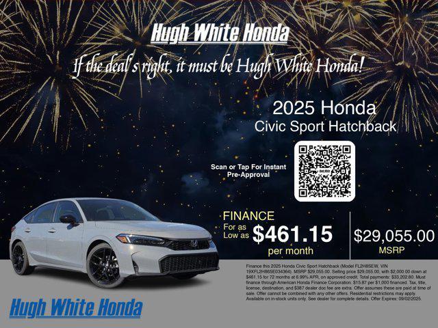 new 2025 Honda Civic car, priced at $29,055