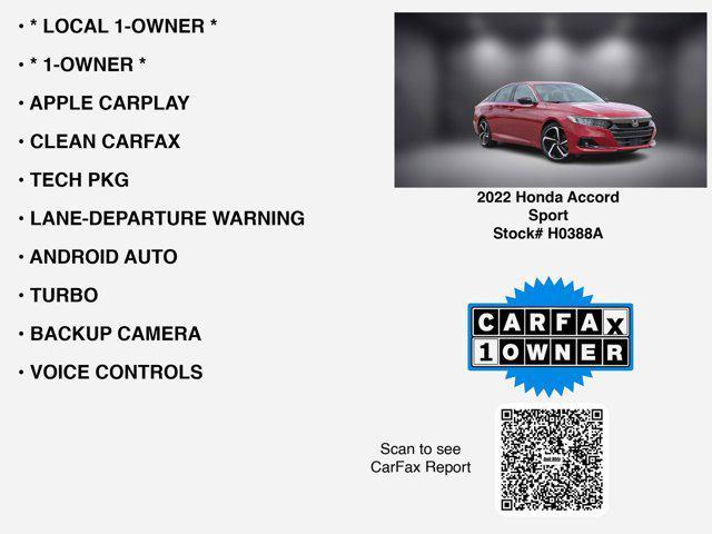 used 2022 Honda Accord car, priced at $25,988