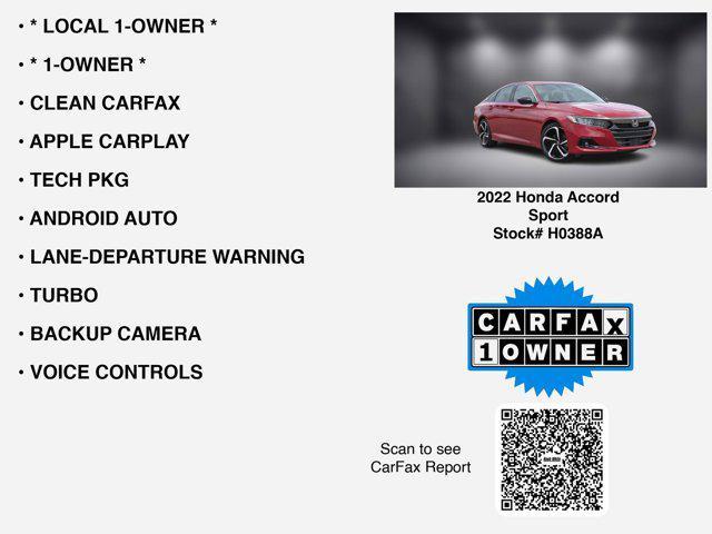 used 2022 Honda Accord car, priced at $25,988