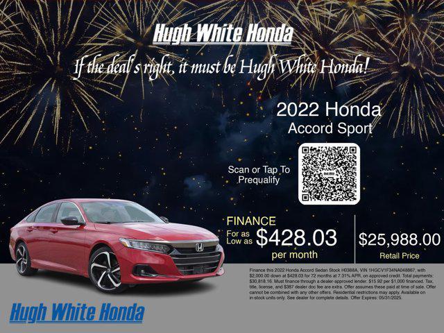 used 2022 Honda Accord car, priced at $25,988