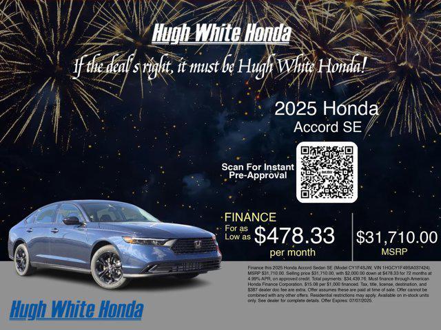 new 2025 Honda Accord car, priced at $31,710