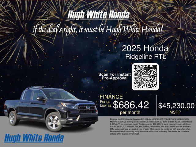 new 2025 Honda Ridgeline car, priced at $43,230