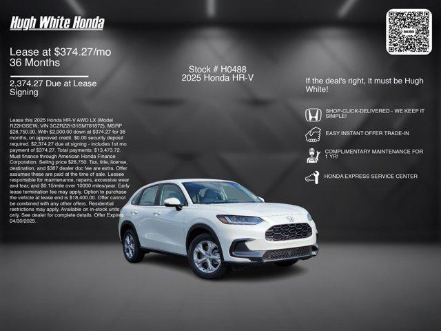 new 2025 Honda HR-V car, priced at $28,750