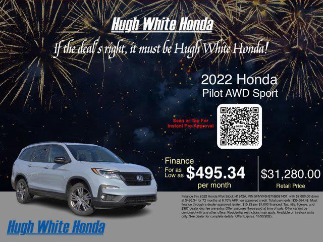 used 2022 Honda Pilot car, priced at $30,350
