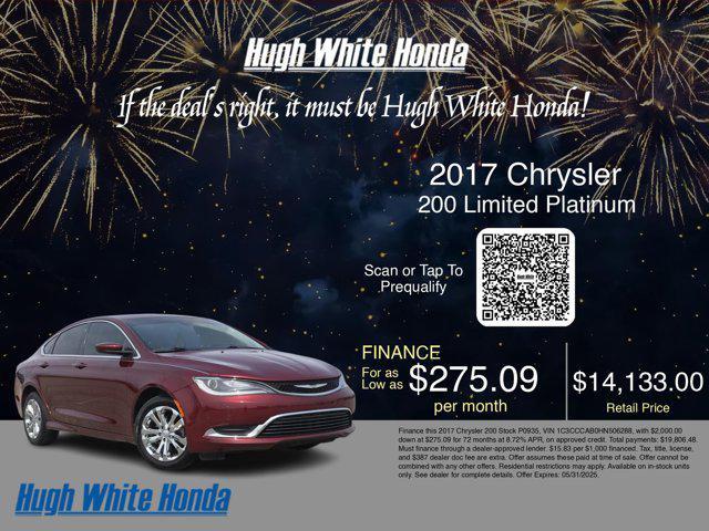 used 2017 Chrysler 200 car, priced at $14,133