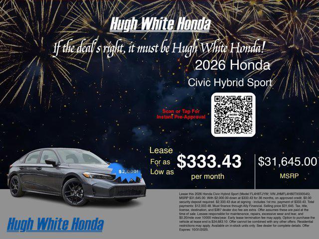new 2026 Honda Civic Hybrid car, priced at $31,645