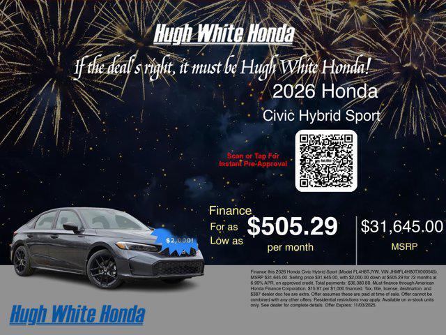 new 2026 Honda Civic Hybrid car, priced at $31,645