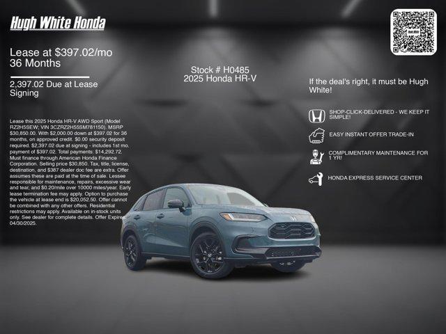 new 2025 Honda HR-V car, priced at $30,850
