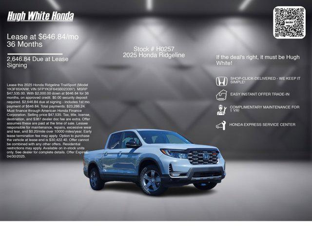 new 2025 Honda Ridgeline car, priced at $45,535
