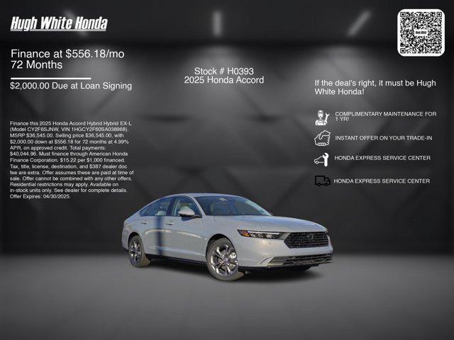 new 2025 Honda Accord Hybrid car, priced at $36,545