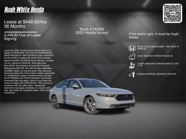 new 2025 Honda Accord Hybrid car, priced at $36,545