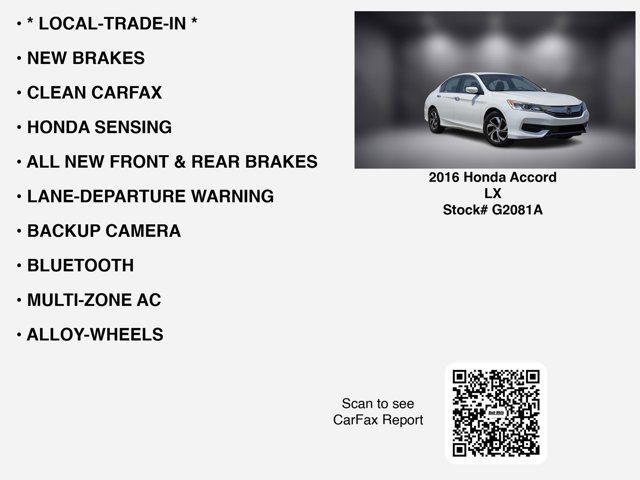 used 2016 Honda Accord car, priced at $18,090