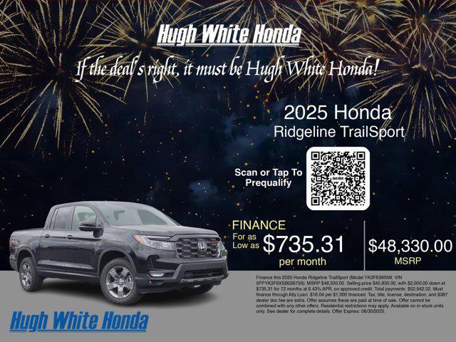 new 2025 Honda Ridgeline car, priced at $46,330