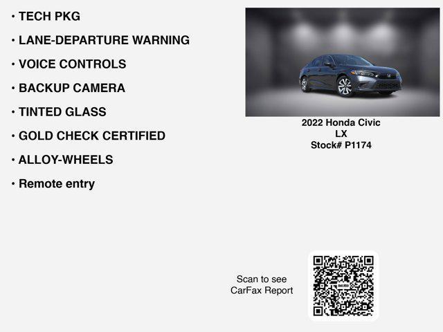 used 2022 Honda Civic car, priced at $21,555