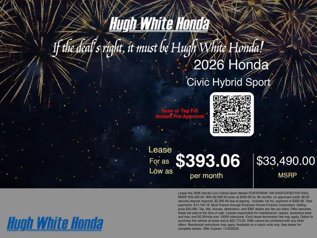 new 2026 Honda Civic Hybrid car, priced at $33,490