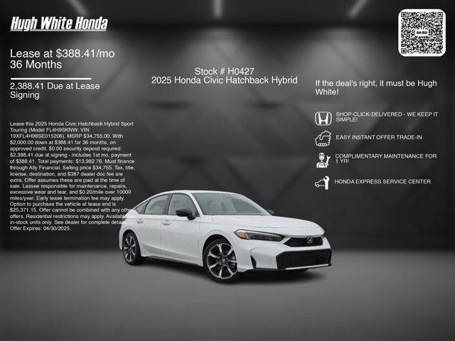 new 2025 Honda Civic Hybrid car, priced at $34,755