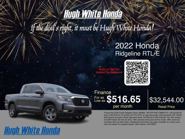 used 2022 Honda Ridgeline car, priced at $33,065