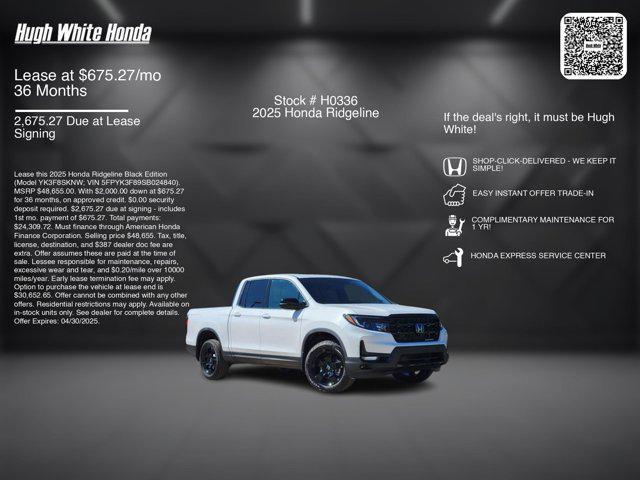 new 2025 Honda Ridgeline car, priced at $46,655
