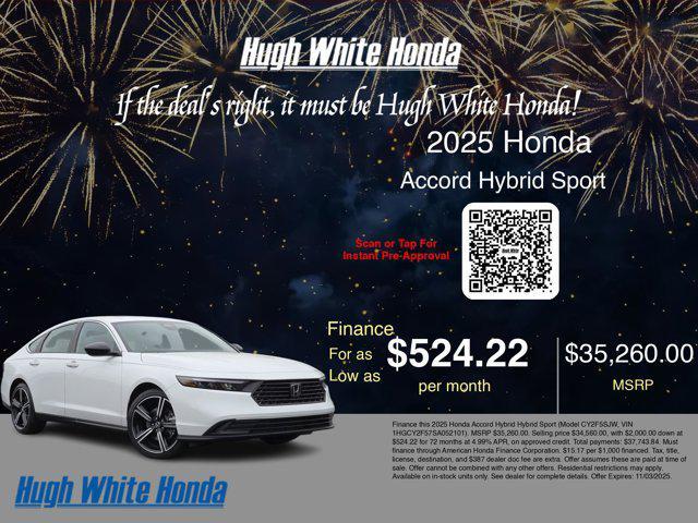 new 2025 Honda Accord Hybrid car, priced at $34,560
