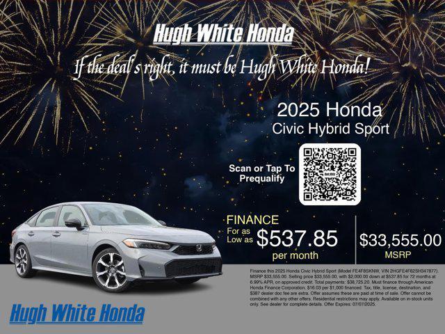 new 2025 Honda Civic Hybrid car, priced at $33,555