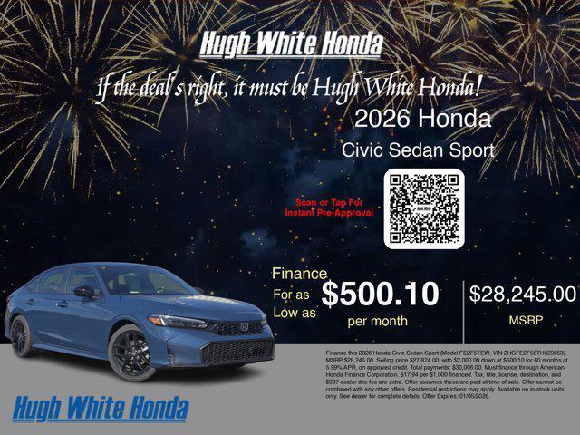 new 2026 Honda Civic car, priced at $27,874