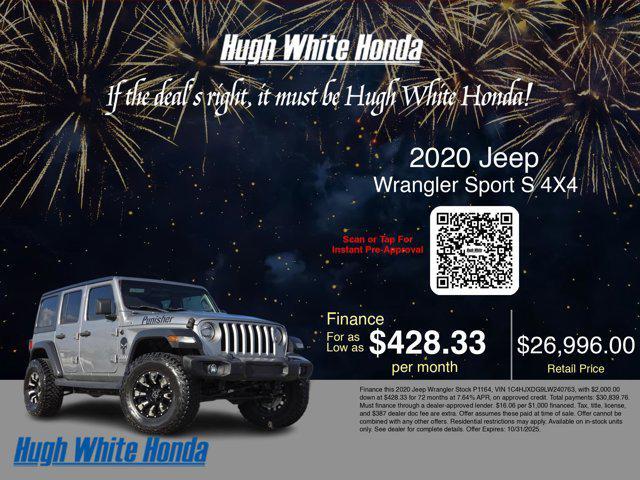 used 2020 Jeep Wrangler Unlimited car, priced at $26,996