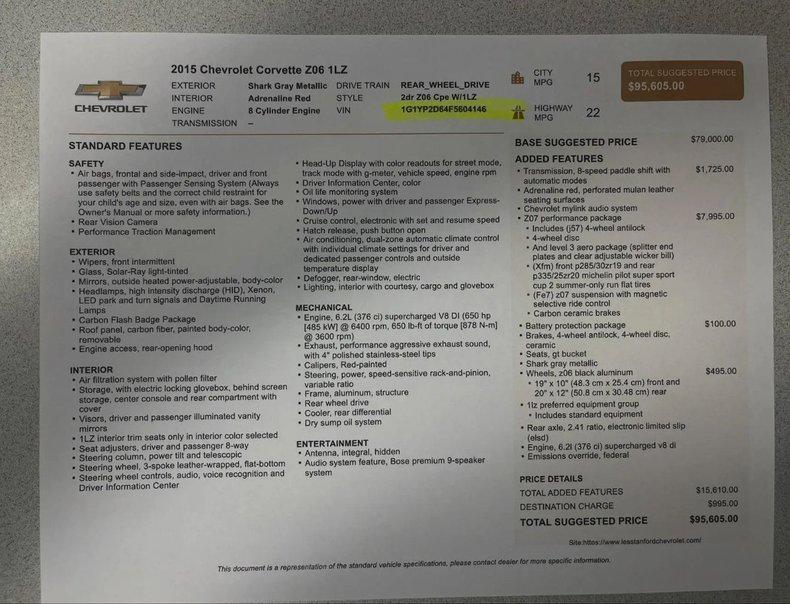 used 2015 Chevrolet Corvette car, priced at $77,900
