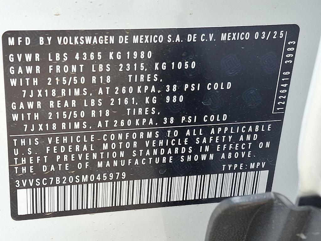 new 2025 Volkswagen Taos car, priced at $28,306
