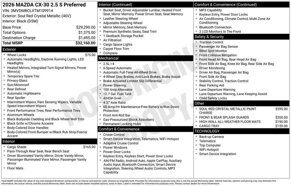 new 2026 Mazda CX-30 car, priced at $31,204