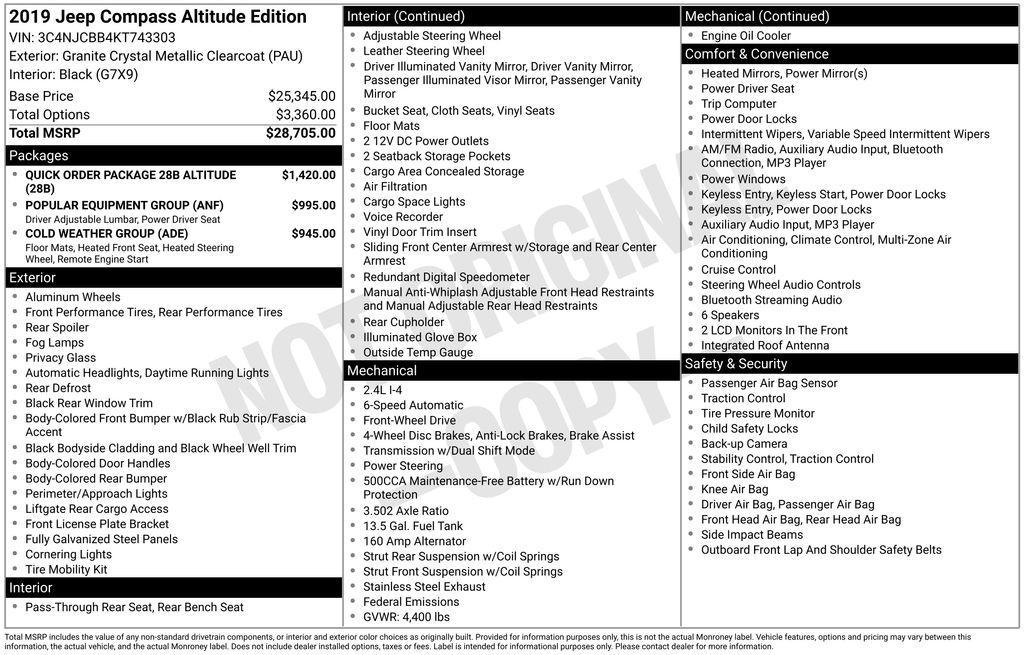 used 2019 Jeep Compass car, priced at $20,495