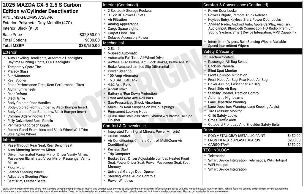 new 2025 Mazda CX-5 car, priced at $33,217