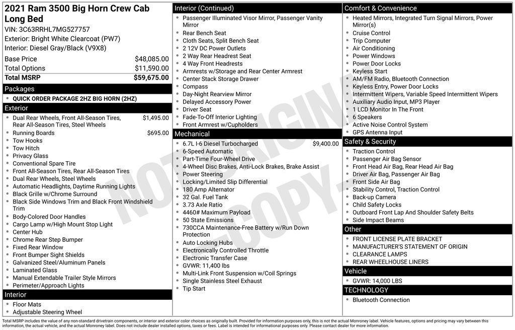 used 2021 Ram 3500 car, priced at $37,895