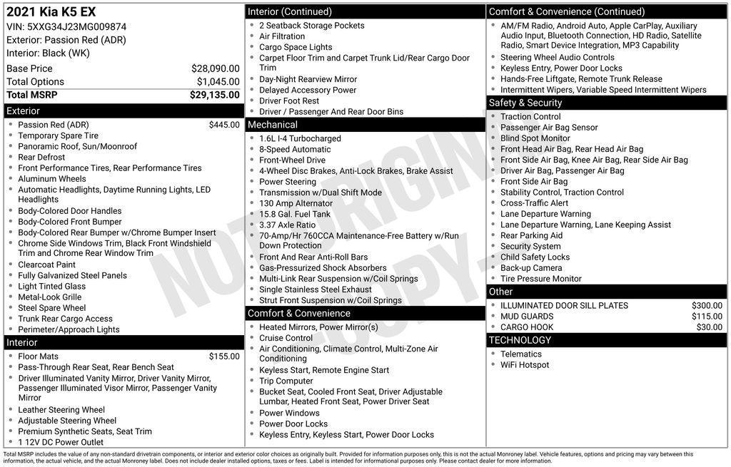 used 2021 Kia K5 car, priced at $24,995