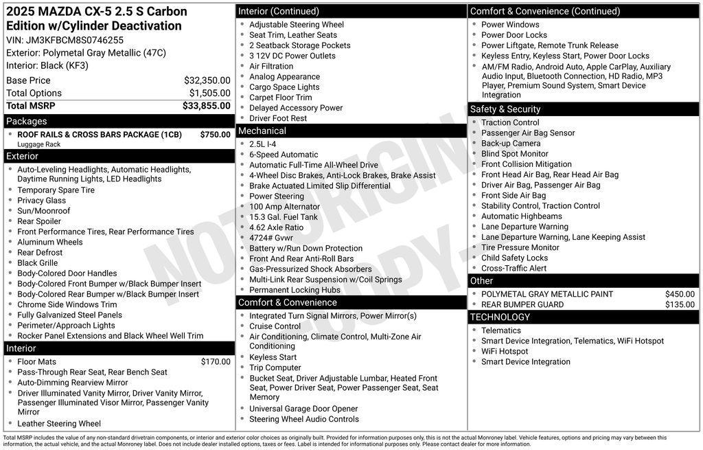 new 2025 Mazda CX-5 car, priced at $33,554