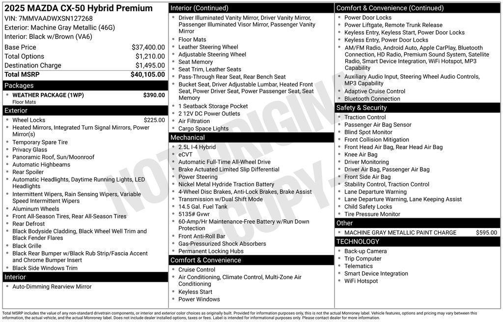 new 2025 Mazda CX-50 car, priced at $37,657