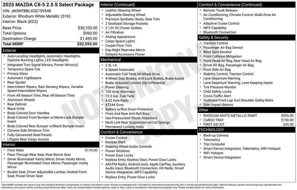 new 2025 Mazda CX-5 car, priced at $29,937