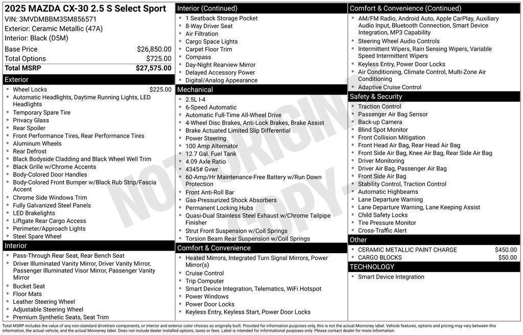 new 2025 Mazda CX-30 car, priced at $27,792