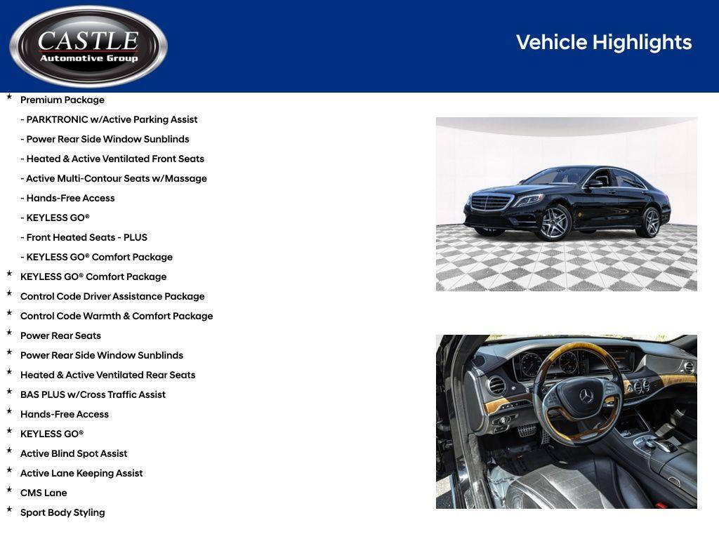 used 2016 Mercedes-Benz S-Class car, priced at $19,495