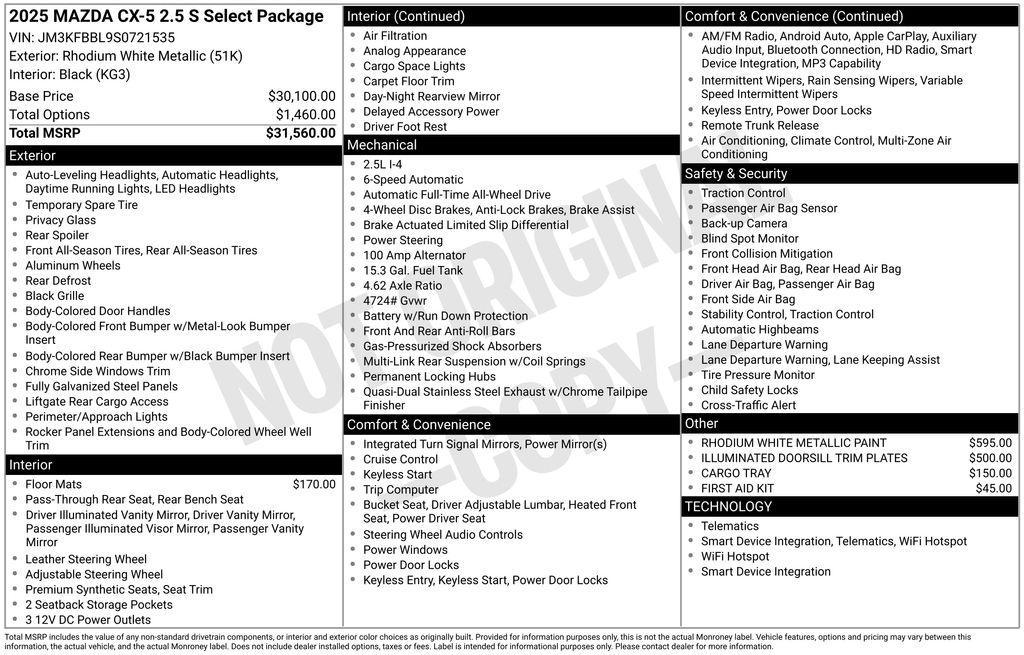 new 2025 Mazda CX-5 car, priced at $31,564