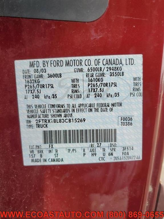 used 2003 Ford F-150 car, priced at $2,995